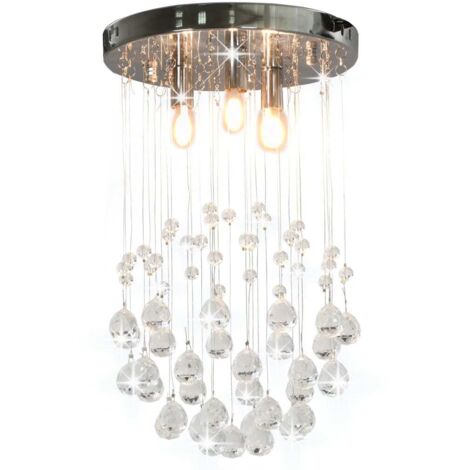 Plafonnier Moderne  Lustre Luminaire avec perles de cristal Argenté Sphère 3 ampoules G9 91858