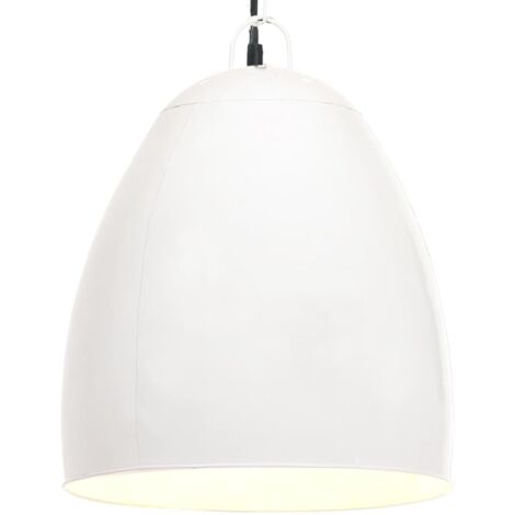 Lampe suspendue industrielle Lustre Suspension 25 W Blanc Rond 42 cm E27 57245 (1/5)