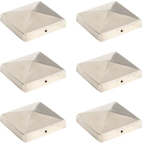 Bouchons de poteau de clôture pyramidaux 6 pcs Inox 101x101 mm 85236 (1/5)