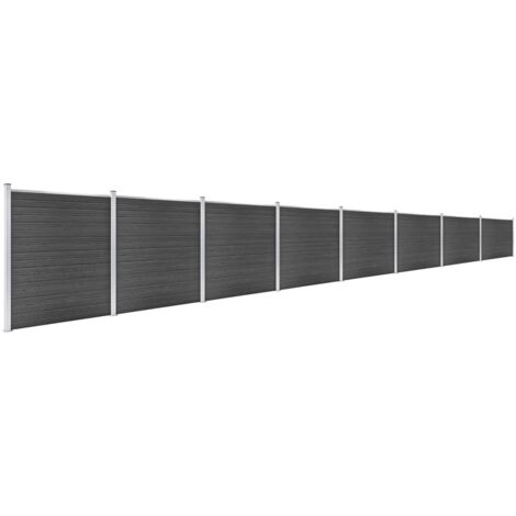 Ensemble de panneau de clôture Clôtures de jardin WPC 1391x186 cm Noir 78673 (1/5)