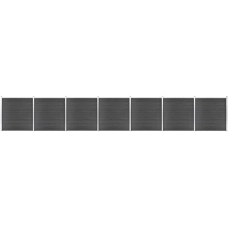 Ensemble de panneau de clôture Clôtures de jardin WPC 1218x186 cm Noir 63757 (1/5)