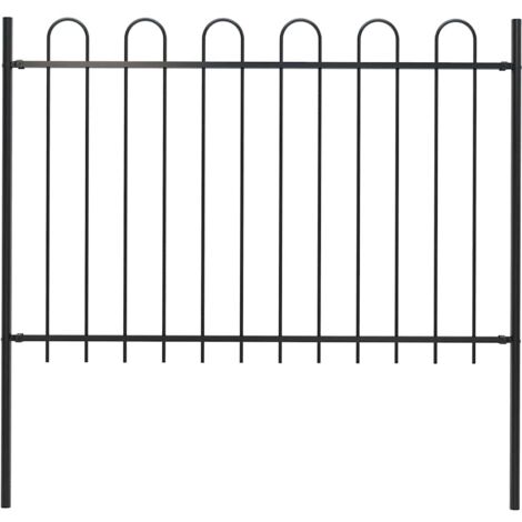 Clôture de jardin Brise vue Panneau de clôture avec dessus en cerceau Acier 1,7 m Noir 97314 (1/4)