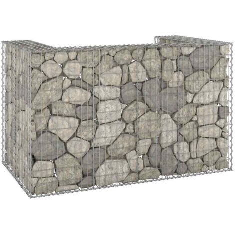 Mur en gabion Clôture de gabion pour poubelles Acier galvanisé 180x100x110 cm 62819 (1/5)