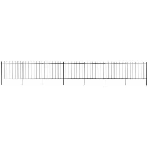 Clôture de jardin Brise vue Panneau de clôture avec dessus en lance Acier 11,9 x 1,5 m Noir 20384 (1/4)