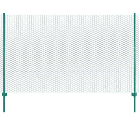 Clôture en grillage Clôture de jardin métallique avec poteaux Acier 25x2 m Vert 66873 (1/4)
