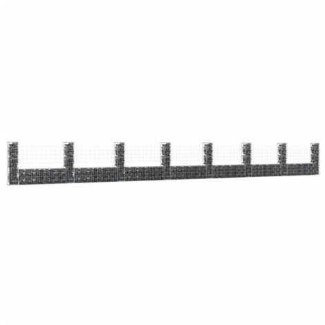 FIMEI Panier de gabion en forme de U avec 8 poteaux Fer 860x20x100 cm (1/5)