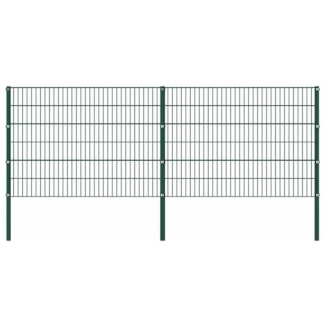 Panneau de clôture avec poteaux Clôtures de jardin Panneau de clôture Fer 3,4 x 1,2 m Vert 35127 (1/4)