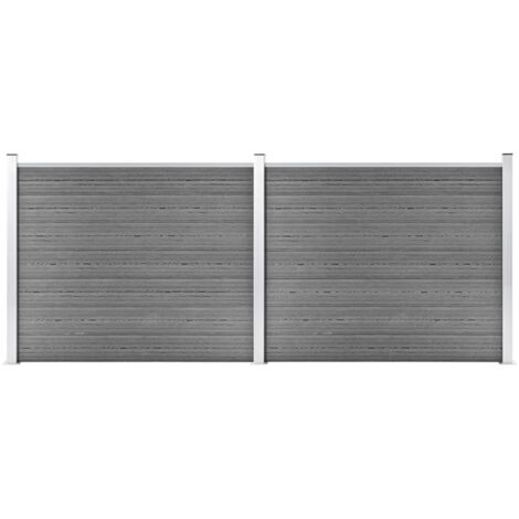 Ensemble de panneau de clôture Clôtures de jardin WPC 353x146 cm Gris 95755 (1/5)