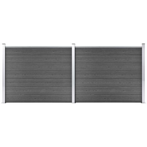 Ensemble de panneau de clôture Clôtures de jardin WPC 353x146 cm Noir 32225 (1/5)