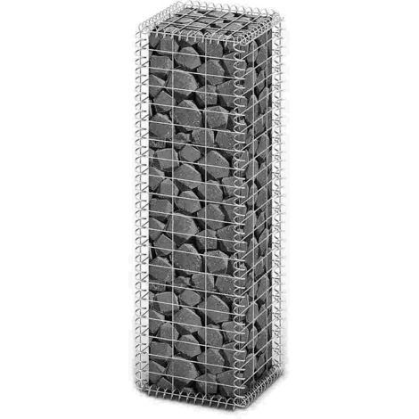 Panier de gabion Mur en gabion Clôture de gabion avec couvercle Fil galvanisé 100 x 30 x 30 cm 49004 (1/4)