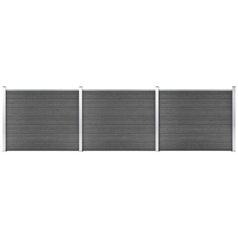 Ensemble de panneau de clôture Clôtures de jardin WPC 526x146 cm Noir 39652 (1/5)