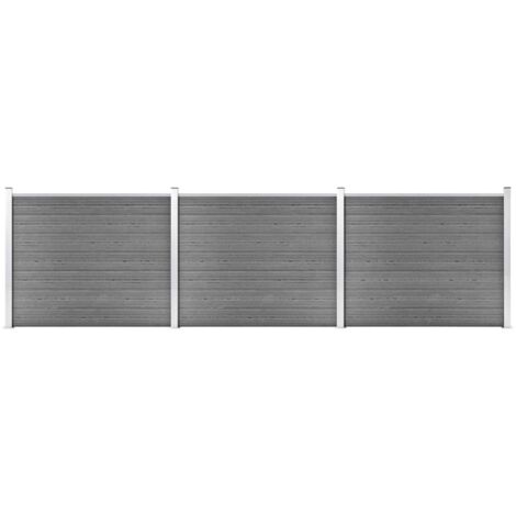 Ensemble de panneau de clôture Clôtures de jardin WPC 526x146 cm Gris 95768 (1/5)