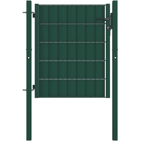 Portail de Clôture  Porte Portillon Portail de jardin PVC et acier 100x101 cm Vert 42165