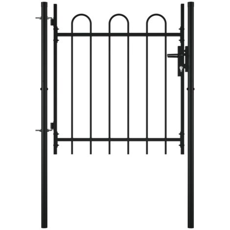 Portail simple de jardin Portillon Grillage Portail de Clôture avec haut arrondi 100 x 75 cm 24106 (1/5)