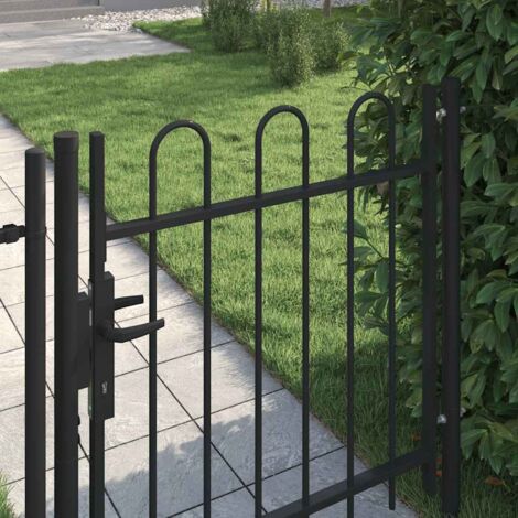 Portillon simple porte Portail Porte Portillon de jardin avec dessus arqué Acier 1x1 m Noir 47983 (1/5)