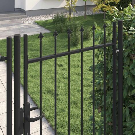 Portillon simple porte  Portail Porte Portillon de jardin avec dessus à pointe Acier 1x2 m Noir 40692 (1/5)