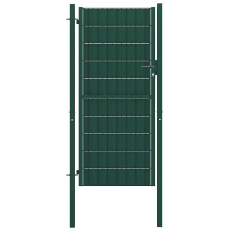 Portail de Clôture  Porte Portillon Portail de jardin PVC et acier 100x164 cm Vert 66416