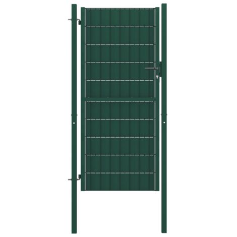 Portail de Clôture  Porte Portillon Portail de jardin PVC et acier 100x124 cm Vert 91062