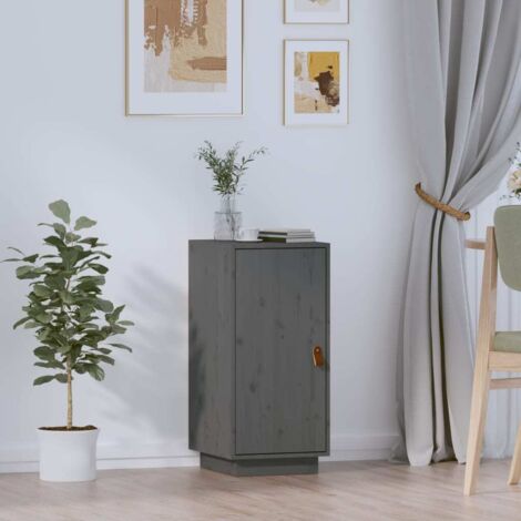 Buffet Meuble de rangement Commode Bahut Gris 34x40x75 cm Bois massif de pin FR35192 (1/5)