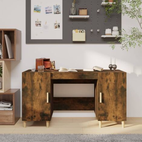 Bureau Bureau informatique Table d'ordinateur Chêne fumé 140x50x75 cm Bois d'ingénierie FR30922 (1/5)