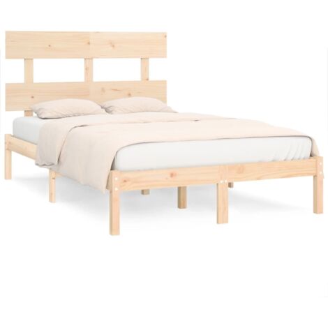 Lit double pour adulte - Cadre de lit Bois massif 160x200 cm BV819423 - BonneVie (1/5)