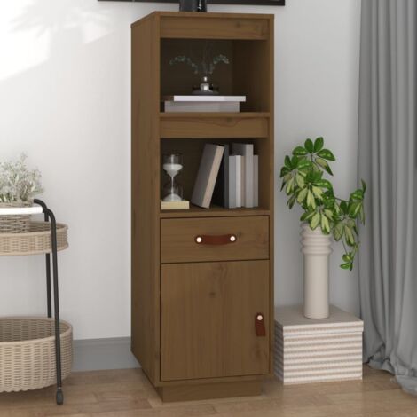 Buffet haut Meuble de rangement Commode Bahut Marron miel 34x40x108,5 cm Bois massif de pin FR87652 (1/5)