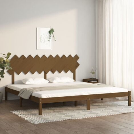 Lit adulte Cadre de lit Lit Grand Marron miel 200x200 cm Bois massif FR23656 (1/5)