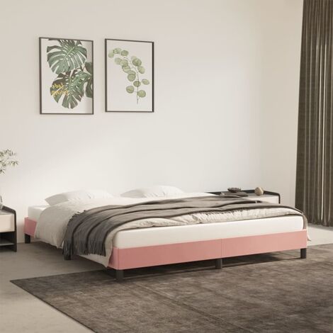 Lit double pour adulte - Cadre de lit Rose 180x200 cm Velours BV445565 - BonneVie (1/5)