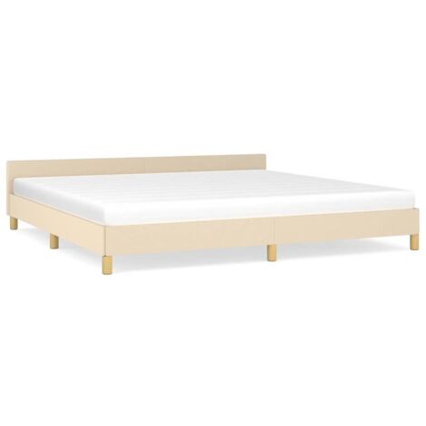 Lit adulte pour 2 personnes avec tête de lit, Structure de lit, Assemblage Facile, Crème 200 x 200 cm Tissu OIB8168E (1/5)