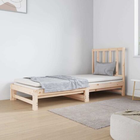 Lit double pour adulte Lit coulissant - Cadre de lit 2x(90x190) cm Bois de pin massif BV708267 - BonneVie (1/5)
