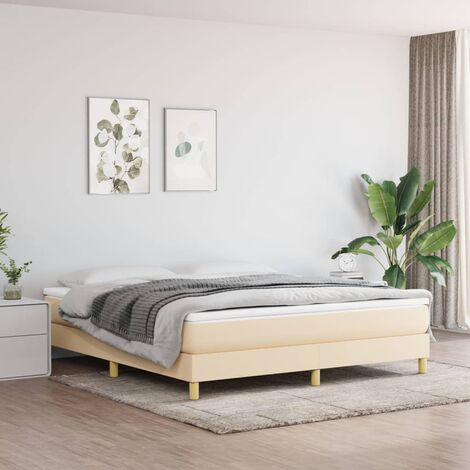 Sommier à ressorts de lit Cadre à lattes pour Lit adulte Crème 180x200 cm Tissu FR65017