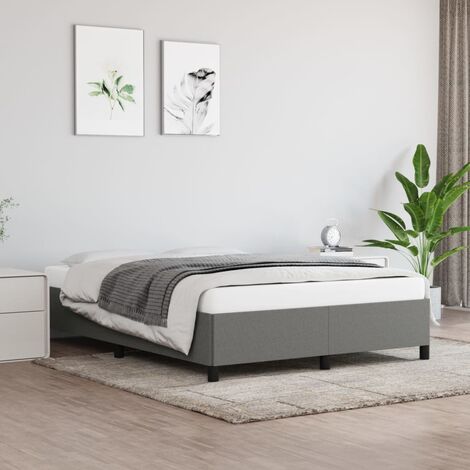 Lit adulte Cadre de lit Lit Grand Gris foncé 140 x 200 cm Tissu FR58379 (1/5)