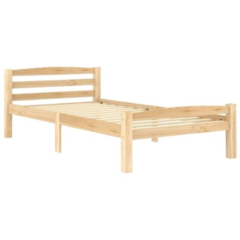Lit adulte pour 1 personnes, Structure de lit, Assemblage Facile, Bois de pin massif 90x200 cm OIB9518E (1/5)