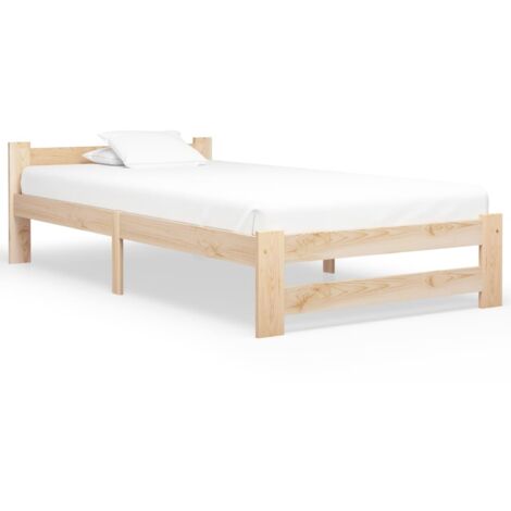 Lit adulte pour 1 personnes, Structure de lit, Assemblage Facile, Bois de pin massif 90x200 cm OIB6786E (1/5)