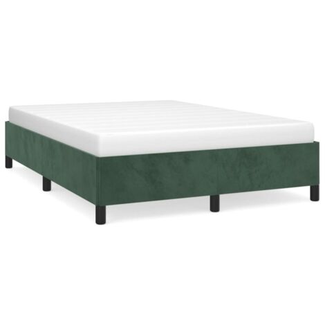 Lit double pour adulte Cadre de lit - Vert foncé 140x200 cm Velours BV956414 - BonneVie (1/5)