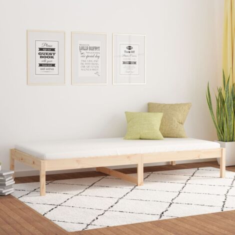 Lit simple pour adulte Lit de jour - Cadre de lit 90x190 cm Simple Bois de pin massif BV820269 - BonneVie (1/5)