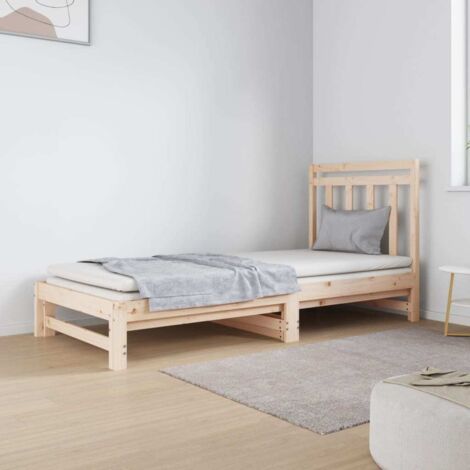 Lit double pour adulte Lit coulissant - Cadre de lit 2x(90x190) cm Bois de pin massif BV457433 - BonneVie (1/5)