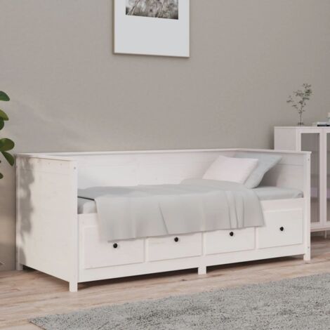 Lit adulte Lit de jour Cadre de lit Blanc 90x190 cm Bois de pin massif FR10435 (1/5)