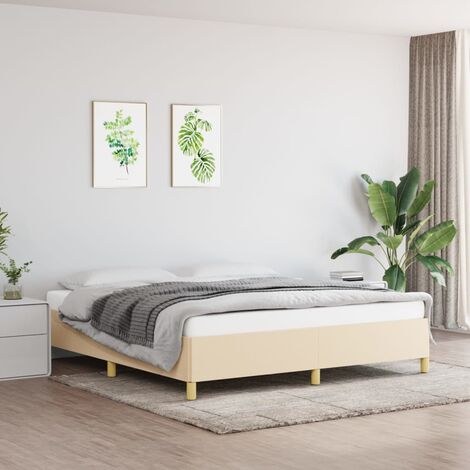 Sommier à ressorts de lit Cadre à lattes pour Lit adulte Crème 180x200 cm Tissu FR92148