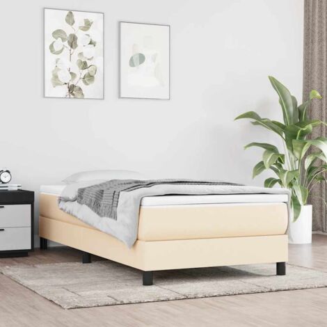 Sommier à ressorts de lit Cadre à lattes pour Lit adulte Crème 80x200 cm Tissu FR63405 (1/5)