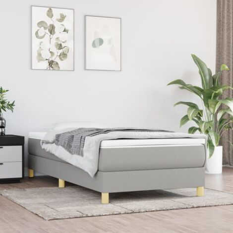 Sommier à ressorts de lit Cadre à lattes pour Lit adulte Gris clair 90x200 cm Tissu FR15337 (1/5)
