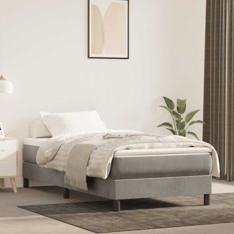 Sommier à ressorts de lit Cadre à lattes pour Lit adulte Gris clair 90x200 cm Velours FR36048 (1/5)