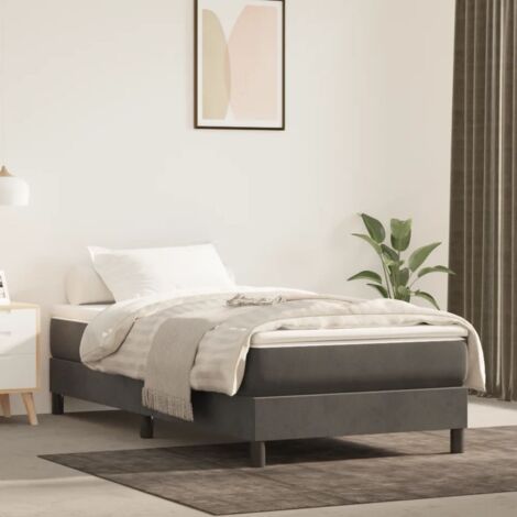 Sommier à ressorts de lit Cadre à lattes pour Lit adulte Gris foncé 100x200 cm Velours FR14682 (1/5)