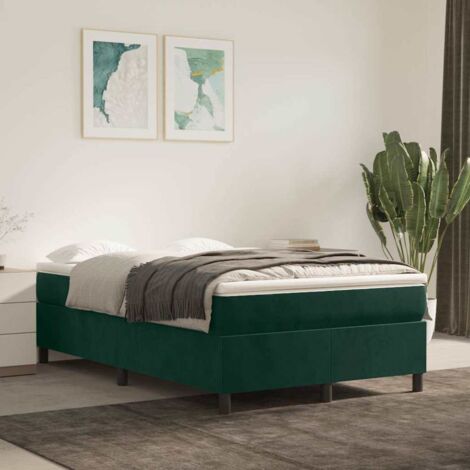 Sommier à ressorts de lit  Cadre à lattes pour Lit adulte Vert foncé 120x200 cm Velours FR86918 (1/5)