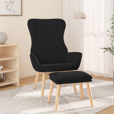 Chaise de relaxation avec repose-pied Chaise scandinave Chaise de salon Noir Tissu 73727 (1/5)