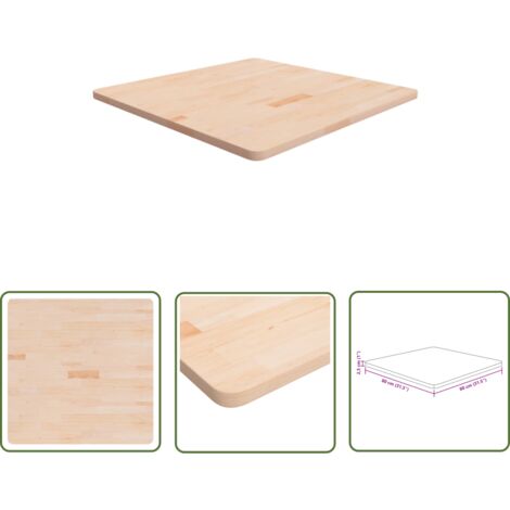 The Living Store Dessus de table carré 80x80x2,5 cm Bois chêne massif non traité - Dessus De Table - Table En Bois - Chêne Massif - Plateau De Table - Design Rustique (1/4)