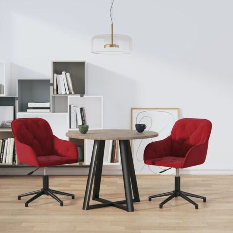 Lot de 2 Chaises de salle à manger pivotantes - Chaises à dîner Rouge bordeaux Velours BV934851 - BonneVie (1/5)
