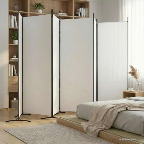 Paravent sur Pied Cloison de séparation 6 panneaux Blanc 520x180 cm Tissu 82668 (1/5)