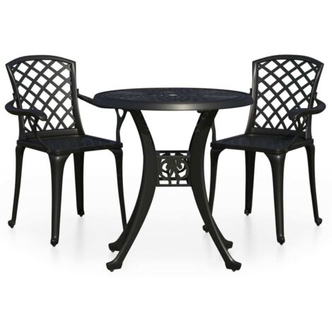 Ensemble Table et Chaises de jardin 3 pcs  Ensemble de bistro Aluminium coulé Noir 14081 (1/5)
