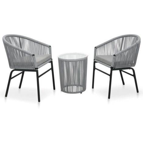 Ensemble Table et Chaises de jardin 3 pcs Ensemble de bistro avec coussins Rotin PVC Anthracite 60044 (1/5)